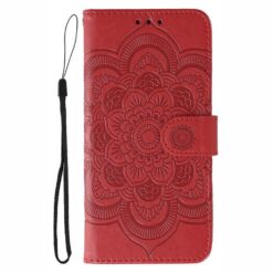 Kryty na mobil | Peňaženkové puzdro Embossing Pattern Mandala červené – Xiaomi Redmi 15 4G/5G | Kryty na mobil