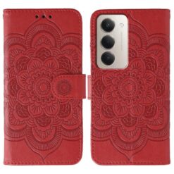 Kryty na mobil | Peňaženkové puzdro Embossing Pattern Mandala červené – Xiaomi Redmi 15 4G/5G | Kryty na mobil