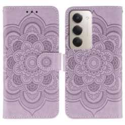 Kryty na mobil | Peňaženkové puzdro Embossing Pattern Mandala fialové – Xiaomi Redmi 15 4G/5G | Kryty na mobil