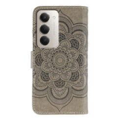 Kryty na mobil | Peňaženkové puzdro Embossing Pattern Mandala sivé – Xiaomi Redmi 15 4G/5G | Kryty na mobil
