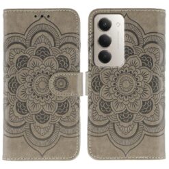 Kryty na mobil | Peňaženkové puzdro Embossing Pattern Mandala sivé – Xiaomi Redmi 15 4G/5G | Kryty na mobil