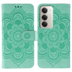 Kryty na mobil | Peňaženkové puzdro Embossing Pattern Mandala zelené – Xiaomi Redmi 15 4G/5G | Kryty na mobil