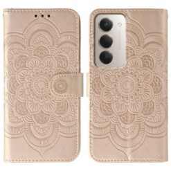 Kryty na mobil | Peňaženkové puzdro Embossing Pattern Mandala zlaté – Xiaomi Redmi 15 4G/5G | Kryty na mobil