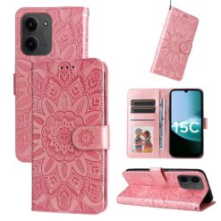 Peňaženkové puzdro Embossing Pattern Slnečnica ružové – Xiaomi Redmi 15C | Kryty na mobil Kryty na mobil | Peňaženkové puzdro Embossing Pattern Slnečnica ružové – Xiaomi Redmi 15C | Kryty na mobil