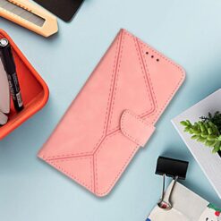 Kryty na mobil | Peňaženkové puzdro Embossing Pattern Stitchy ružové – Xiaomi Redmi 15 4G/5G | Kryty na mobil