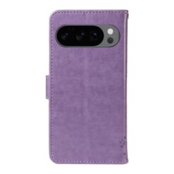 Kryty na mobil | Peňaženkové puzdro Embossing Pattern Strom a mačka fialové – Google Pixel 10 / Pixel 10 Pro | Kryty na mobil