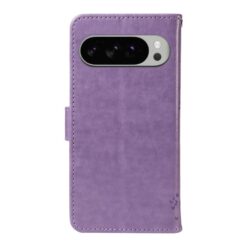 Kryty na mobil | Peňaženkové puzdro Embossing Pattern Strom a mačka fialové – Google Pixel 10 Pro XL | Kryty na mobil