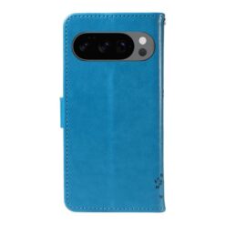 Kryty na mobil | Peňaženkové puzdro Embossing Pattern Strom a mačka modré – Google Pixel 10 / Pixel 10 Pro | Kryty na mobil