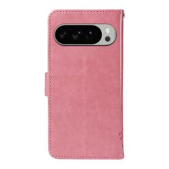 Kryty na mobil | Peňaženkové puzdro Embossing Pattern Strom a mačka ružové – Google Pixel 10 Pro XL | Kryty na mobil