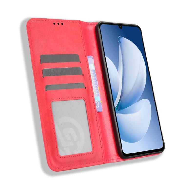 Peňaženkové puzdro Retro Leather červené – Realme Note 70T | Kryty na mobil Kryty na mobil | Peňaženkové puzdro Retro Leather červené – Realme Note 70T | Kryty na mobil