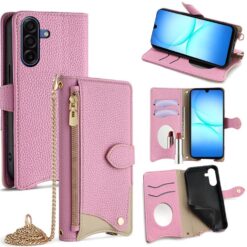 Kryty na mobil | Peňaženkové puzdro Chain Wallet Case ružové – Samsung Galaxy A17 5G | Kryty na mobil