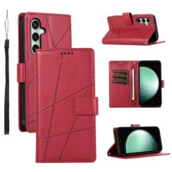 Kryty na mobil | Peňaženkové puzdro Embossing Pattern Line červené – Samsung Galaxy S25 FE | Kryty na mobil