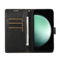 Kryty na mobil | Peňaženkové puzdro Embossing Pattern Line čierne – Samsung Galaxy S25 FE | Kryty na mobil