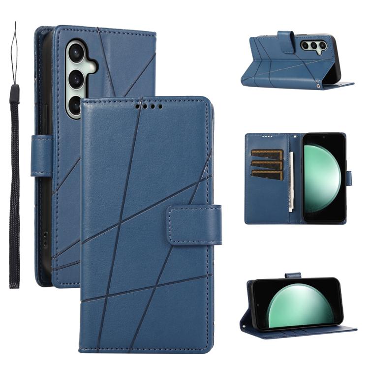 Peňaženkové puzdro Embossing Pattern Line modré – Samsung Galaxy S25 FE | Kryty na mobil Kryty na mobil | Peňaženkové puzdro Embossing Pattern Line modré – Samsung Galaxy S25 FE | Kryty na mobil