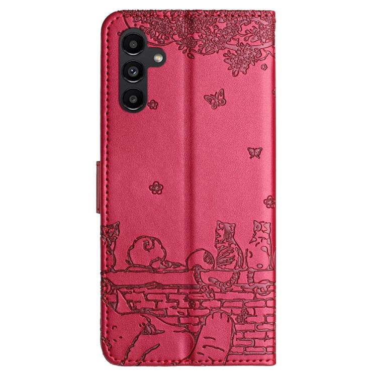 Peňaženkové puzdro Embossing Pattern Mačky červené – Samsung Galaxy S25 FE | Kryty na mobil Kryty na mobil | Peňaženkové puzdro Embossing Pattern Mačky červené – Samsung Galaxy S25 FE | Kryty na mobil