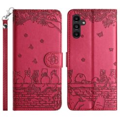 Peňaženkové puzdro Embossing Pattern Mačky červené – Samsung Galaxy S25 FE | Kryty na mobil Kryty na mobil | Peňaženkové puzdro Embossing Pattern Mačky červené – Samsung Galaxy S25 FE | Kryty na mobil