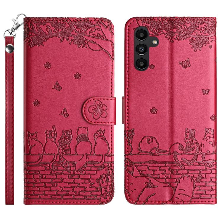Peňaženkové puzdro Embossing Pattern Mačky červené – Samsung Galaxy S25 FE | Kryty na mobil Kryty na mobil | Peňaženkové puzdro Embossing Pattern Mačky červené – Samsung Galaxy S25 FE | Kryty na mobil