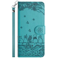 Kryty na mobil | Peňaženkové puzdro Embossing Pattern Mačky modré – Samsung Galaxy S25 FE | Kryty na mobil