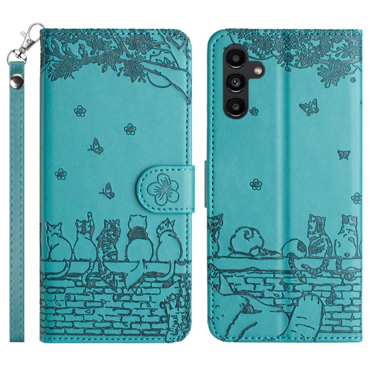 Peňaženkové puzdro Embossing Pattern Mačky modré – Samsung Galaxy S25 FE | Kryty na mobil Kryty na mobil | Peňaženkové puzdro Embossing Pattern Mačky modré – Samsung Galaxy S25 FE | Kryty na mobil