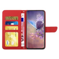 Kryty na mobil | Peňaženkové puzdro Embossing Pattern Motýľ a ruže červené – T Phone 3 | Kryty na mobil