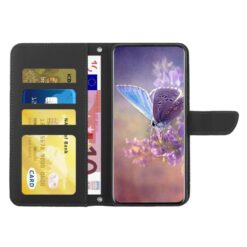 Kryty na mobil | Peňaženkové puzdro Embossing Pattern Motýľ a ruže čierne – T Phone 3 | Kryty na mobil