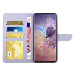 Kryty na mobil | Peňaženkové puzdro Embossing Pattern Motýľ a ruže fialové – T Phone 3 | Kryty na mobil