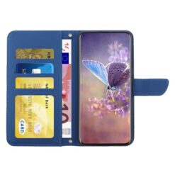 Kryty na mobil | Peňaženkové puzdro Embossing Pattern Motýľ a ruže modré – T Phone 3 | Kryty na mobil