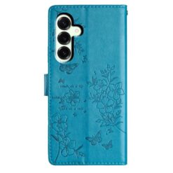 Kryty na mobil | Peňaženkové puzdro Embossing Pattern Motýľ modré – Samsung Galaxy S25 FE | Kryty na mobil