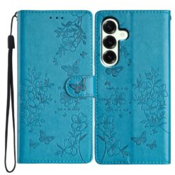 Kryty na mobil | Peňaženkové puzdro Embossing Pattern Motýľ modré – Samsung Galaxy S25 FE | Kryty na mobil