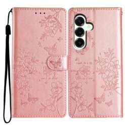 Peňaženkové puzdro Embossing Pattern Motýľ ružové – Samsung Galaxy S25 FE | Kryty na mobil Kryty na mobil | Peňaženkové puzdro Embossing Pattern Motýľ ružové – Samsung Galaxy S25 FE | Kryty na mobil