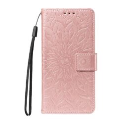 Kryty na mobil | Peňaženkové puzdro Embossing Pattern Slnečnica bledoružové – Samsung Galaxy S25 FE | Kryty na mobil