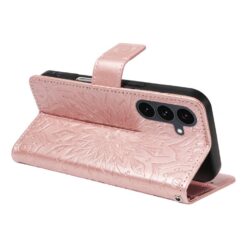 Kryty na mobil | Peňaženkové puzdro Embossing Pattern Slnečnica bledoružové – Samsung Galaxy S25 FE | Kryty na mobil