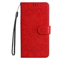 Peňaženkové puzdro Embossing Pattern Slnečnica červené – Xiaomi 15T