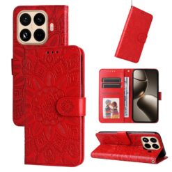 Peňaženkové puzdro Embossing Pattern Slnečnica červené – Xiaomi 15T Pro | Kryty na mobil Kryty na mobil | Peňaženkové puzdro Embossing Pattern Slnečnica červené – Xiaomi 15T Pro | Kryty na mobil