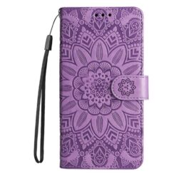 Peňaženkové puzdro Embossing Pattern Slnečnica fialové – Xiaomi Poco C85