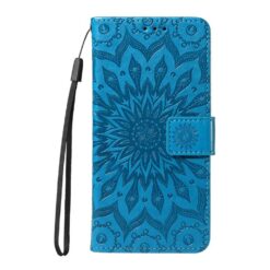 Kryty na mobil | Peňaženkové puzdro Embossing Pattern Slnečnica modré – Samsung Galaxy S25 FE | Kryty na mobil