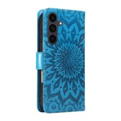 Kryty na mobil | Peňaženkové puzdro Embossing Pattern Slnečnica modré – Samsung Galaxy S25 FE | Kryty na mobil