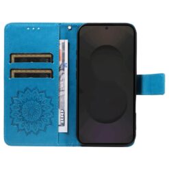 Kryty na mobil | Peňaženkové puzdro Embossing Pattern Slnečnica modré – Samsung Galaxy S25 FE | Kryty na mobil