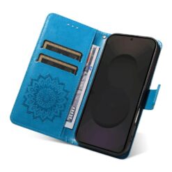 Kryty na mobil | Peňaženkové puzdro Embossing Pattern Slnečnica modré – Samsung Galaxy S25 FE | Kryty na mobil