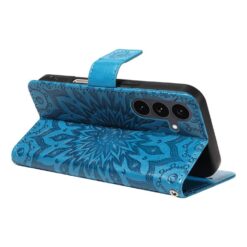 Kryty na mobil | Peňaženkové puzdro Embossing Pattern Slnečnica modré – Samsung Galaxy S25 FE | Kryty na mobil