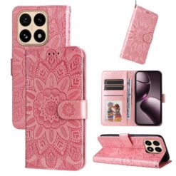 Kryty na mobil | Peňaženkové puzdro Embossing Pattern Slnečnica ružové – Xiaomi 15T | Kryty na mobil