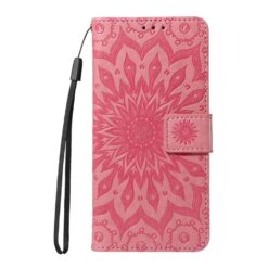 Kryty na mobil | Peňaženkové puzdro Embossing Pattern Slnečnica tmavoružové – Samsung Galaxy S25 FE | Kryty na mobil