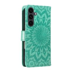 Peňaženkové puzdro Embossing Pattern Slnečnica zelené – Samsung Galaxy S25 FE | Kryty na mobil Kryty na mobil | Peňaženkové puzdro Embossing Pattern Slnečnica zelené – Samsung Galaxy S25 FE | Kryty na mobil