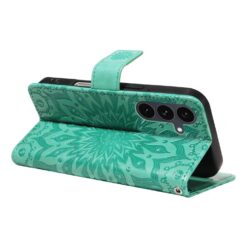 Peňaženkové puzdro Embossing Pattern Slnečnica zelené – Samsung Galaxy S25 FE | Kryty na mobil Kryty na mobil | Peňaženkové puzdro Embossing Pattern Slnečnica zelené – Samsung Galaxy S25 FE | Kryty na mobil