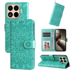 Kryty na mobil | Peňaženkové puzdro Embossing Pattern Slnečnica zelené – Xiaomi 15T Pro | Kryty na mobil