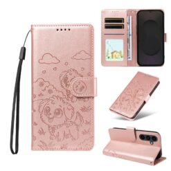 Peňaženkové puzdro Embossing Pattern Šteniatko ružové – Samsung Galaxy S25 FE | Kryty na mobil Kryty na mobil | Peňaženkové puzdro Embossing Pattern Šteniatko ružové – Samsung Galaxy S25 FE | Kryty na mobil