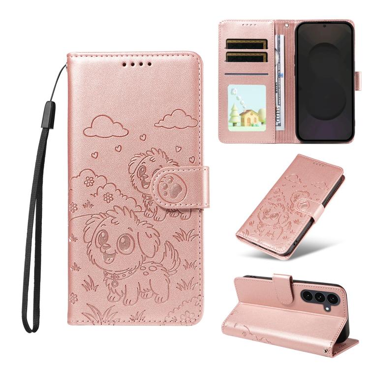 Peňaženkové puzdro Embossing Pattern Šteniatko ružové – Samsung Galaxy S25 FE | Kryty na mobil Kryty na mobil | Peňaženkové puzdro Embossing Pattern Šteniatko ružové – Samsung Galaxy S25 FE | Kryty na mobil