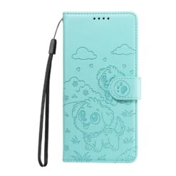 Peňaženkové puzdro Embossing Pattern Šteniatko zelené – Samsung Galaxy S25 FE
