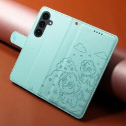 Peňaženkové puzdro Embossing Pattern Šteniatko zelené – Samsung Galaxy S25 FE | Kryty na mobil Kryty na mobil | Peňaženkové puzdro Embossing Pattern Šteniatko zelené – Samsung Galaxy S25 FE | Kryty na mobil