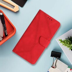 Kryty na mobil | Peňaženkové puzdro Embossing Pattern Stitchy case červené – T Phone 3 | Kryty na mobil